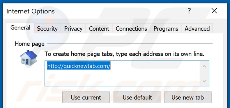 quicknewtab.com von der Internet Explorer Startseite entfernen