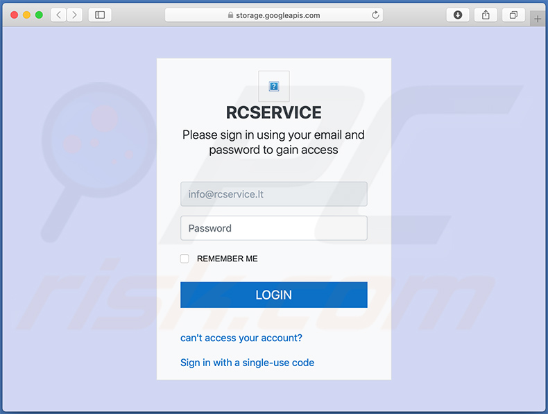 Phishing Webseite gefördert über Spam-E-Mail (2020-10-27)