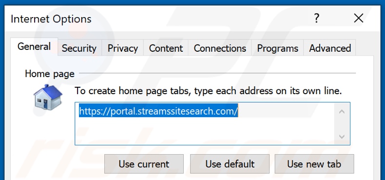 streamssitesearch.com von der Internet Explorer Startseite entfernen