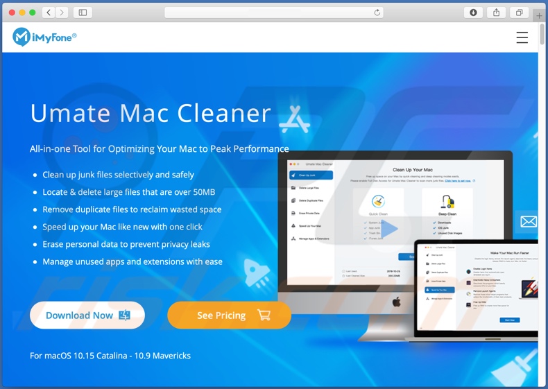 Website used to promote Umate Mac Cleaner PUA