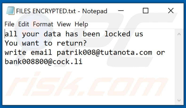Cvc ransomware text file (FILES ENCRYPTED.txt)