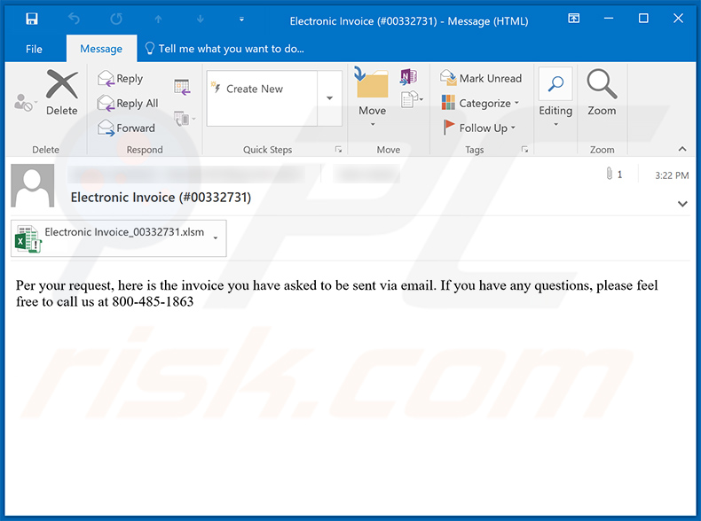 Spam-E-Mail mit dem Thema Rechnung, die zur Verbreitung eines bösartigen MS Excel-Dokuments verwendet wird, das Dridex-Malware in das System injiziert
