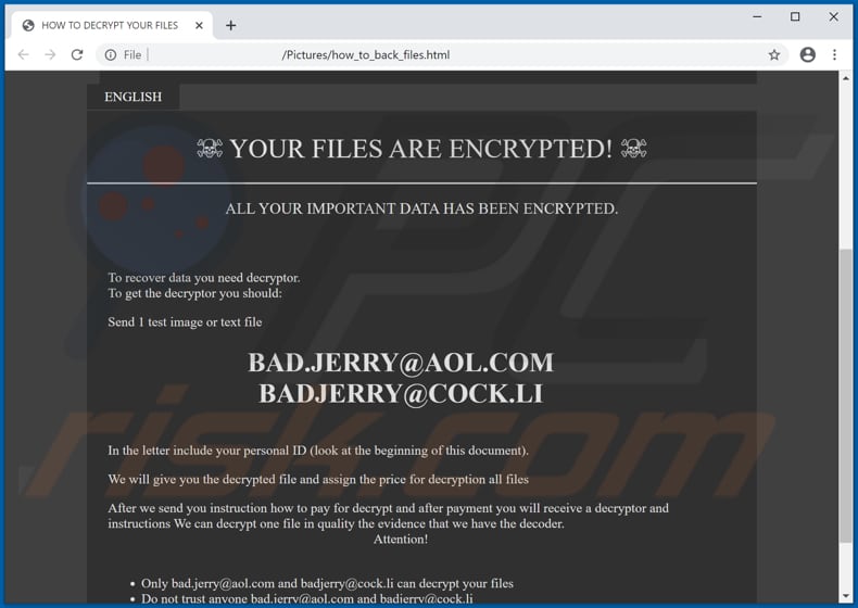 Xxx Ransomware Löselgeldfordernde Nachricht (how_to_back_files.html)