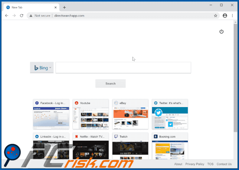 Aussehen der Directsearchapp.com Webseite (GIF)