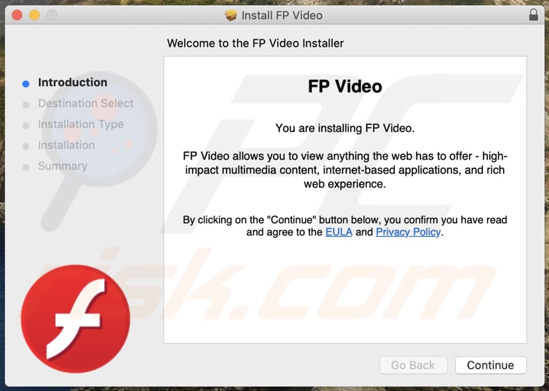Betrügerisches Installationsprogramm zur Förderung von FPVideo Adware