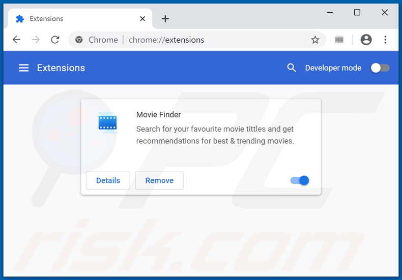 Movie Finder Werbung von Google Chrome entfernen Schritt 2