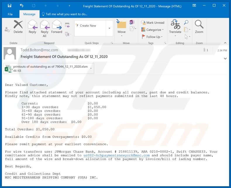 MSC E-Mail Virus Malware-verbreitende E-Mail-Spamkampagne