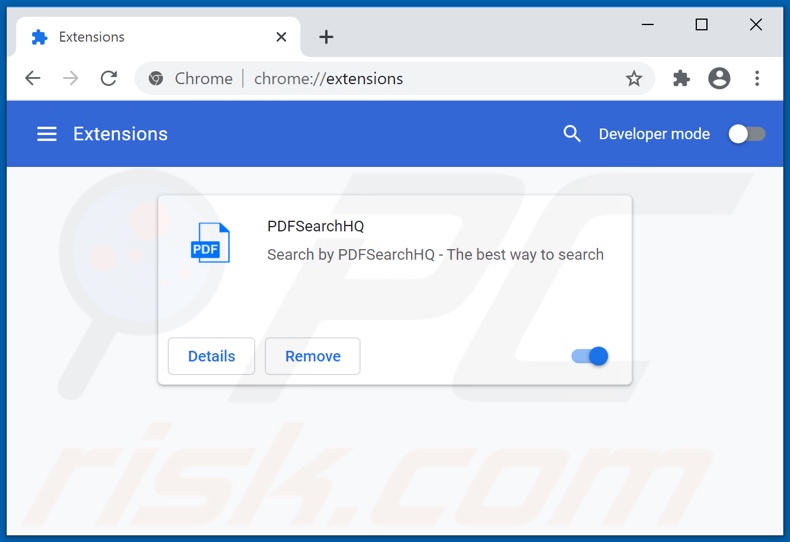 Entfernen von pdfsearchhq.com verwandten Google Chrome Erweiterungen