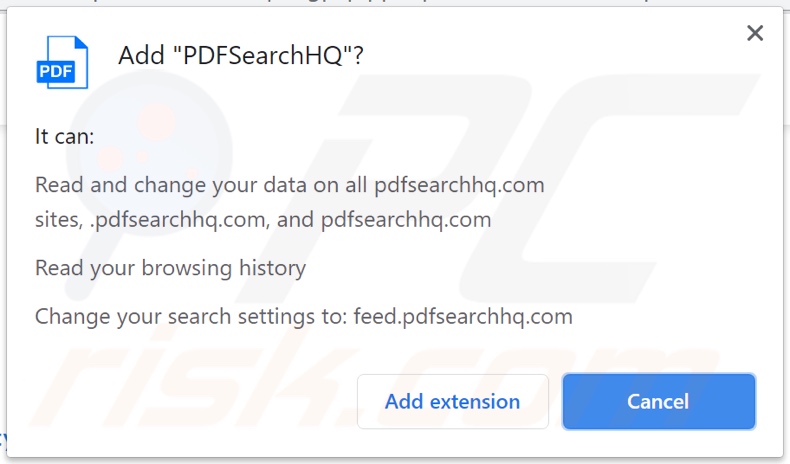 Der PDFSearchHQ Browserentführer bittet um Erlaubnis