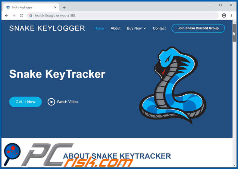 Snake Keylogger fördernde Webseite GIF