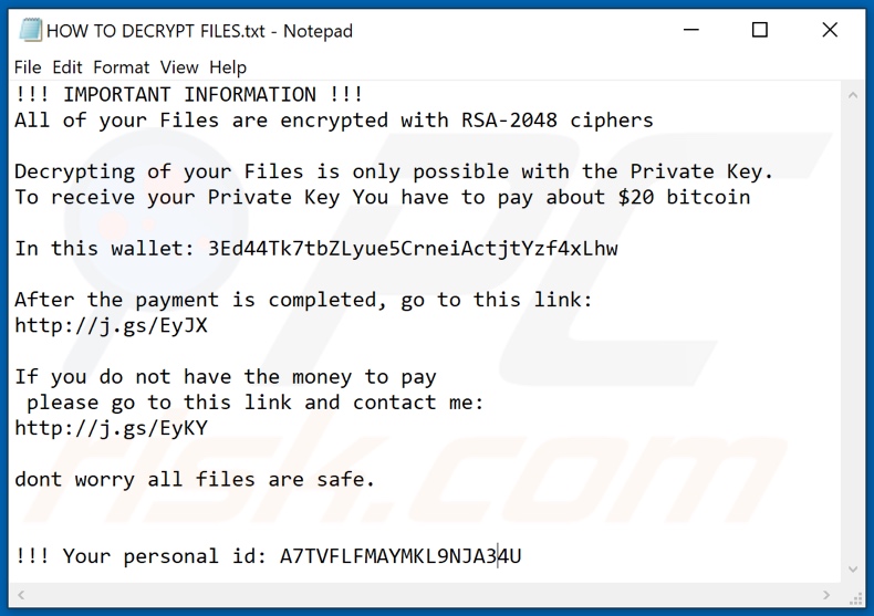 Snopy decrypt instructions (HOW TO DECRYPT FILES.txt)