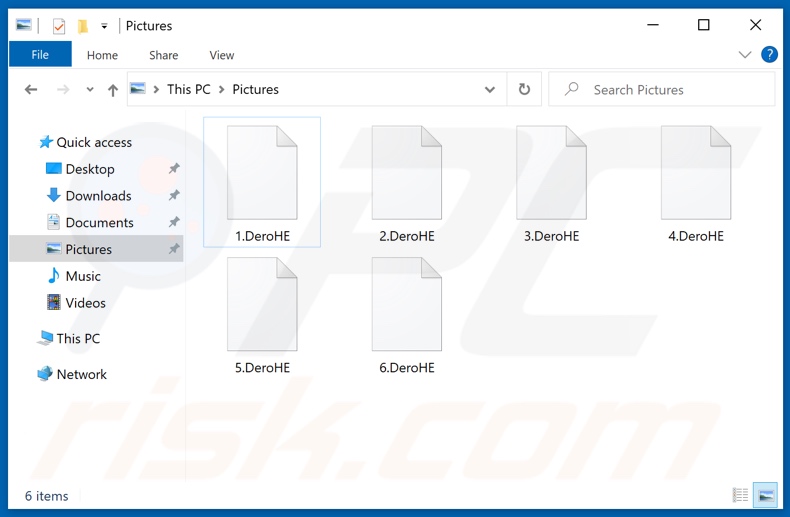 Von DeroHE Ransomware verschlüsselte Dateien (.DeroHE Erweiterung)