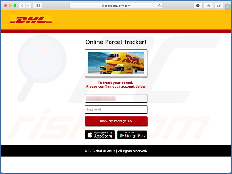 Spam-E-Mail mit DHL-Thema wirbt für Phishing-Webseite (2021-01-07)