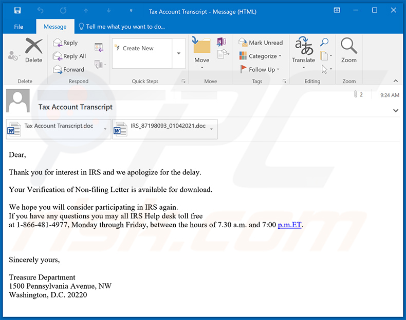 Spam-E-Mail mit dem Thema IRS verbreitet Emotet Malware