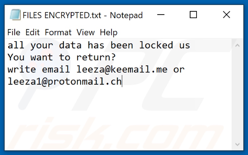 LTC Ransomware Textdatei (FILES ENCRYPTED.txt)