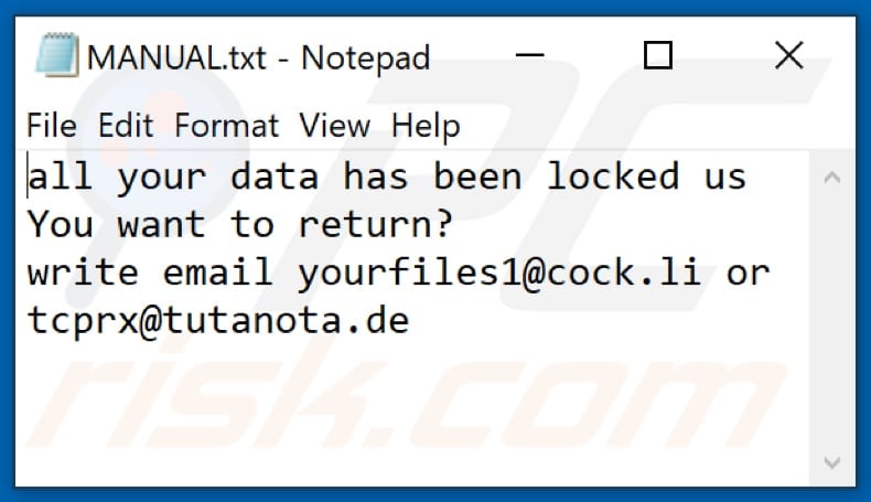 NOV Ransomware Textdatei (MANUAL.txt)