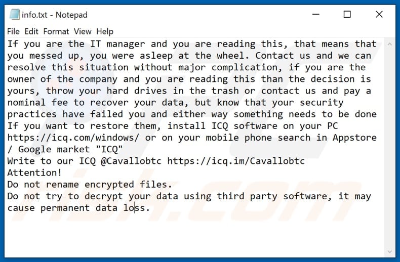 PAYMENT Ransomware Textdatei (info.txt)
