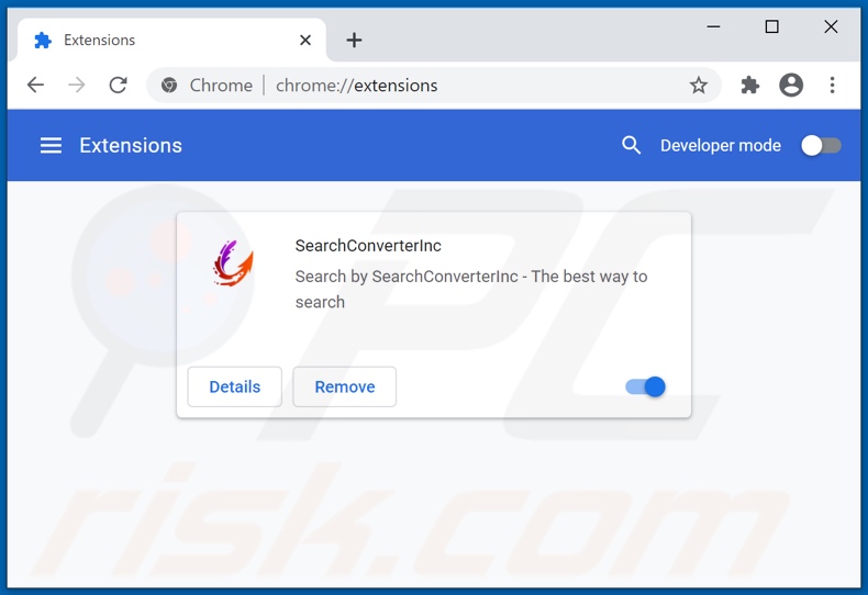 Mit searchconverterinc.com verwandte Google Chrome Erweiterungen entfernen