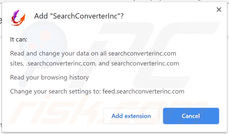 SearchConverterInc Browserentführer bittet um Berechtigungen