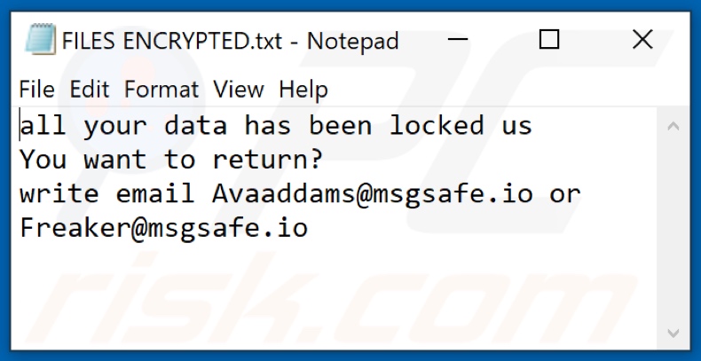 Avaad Ransomware Textdatei (FILES ENCRYPTED.txt)