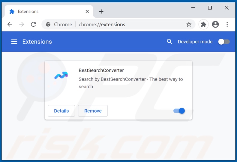 Mit bestsearchconverter.com verwandte Google Chrome Erweiterungen entfernen