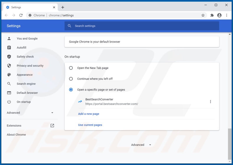 bestsearchconverter.com von der Google Chrome Startseite entfernen