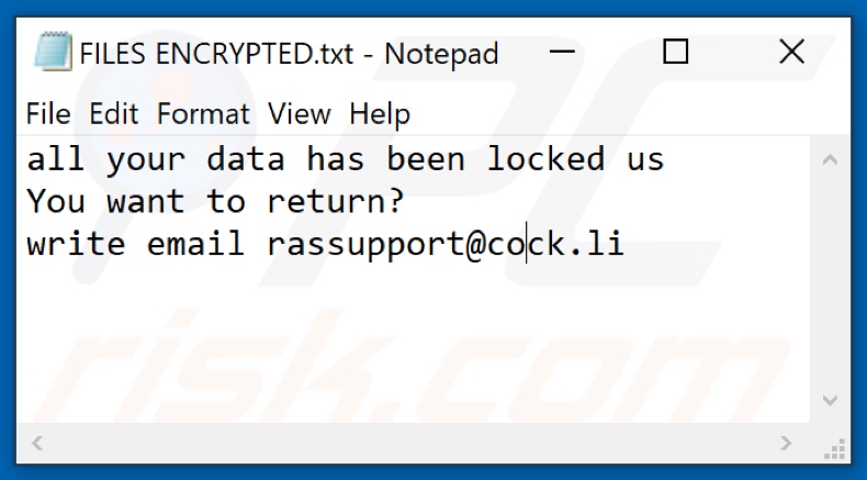 Bk Ransomware Textdatei (FILES ENCRYPTED.txt)