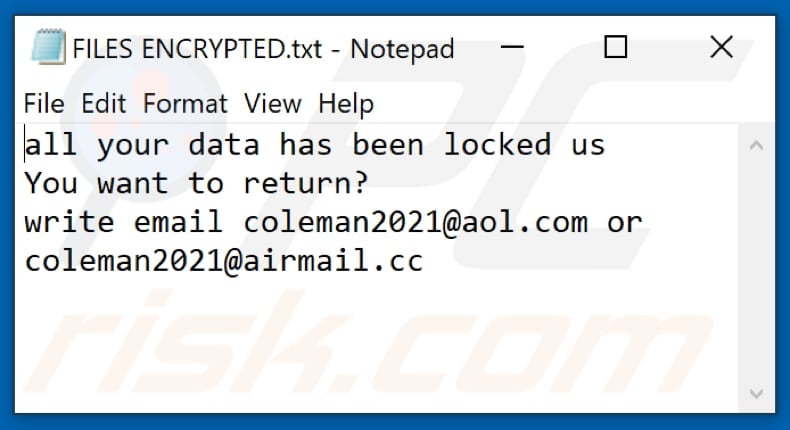 Clman Ransomware Textdatei (FILES ENCRYPTED.txt)