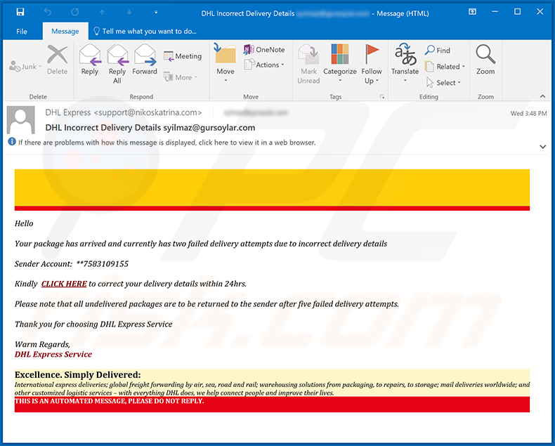 DHL Express Spam-E-Mail (2021-02-11)