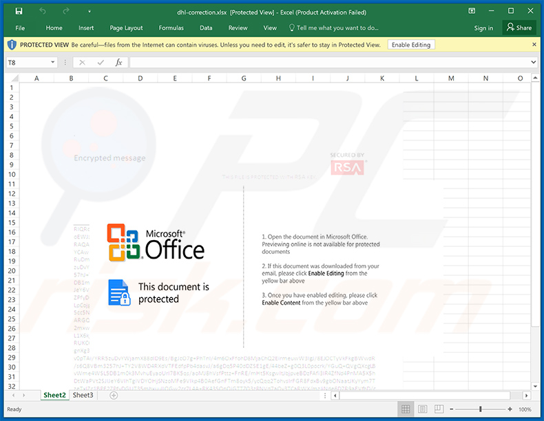 Bösartiges MS Excel-Dokument wird über DHL Express Spam-E-Mails verbreitet (2021-02-11)