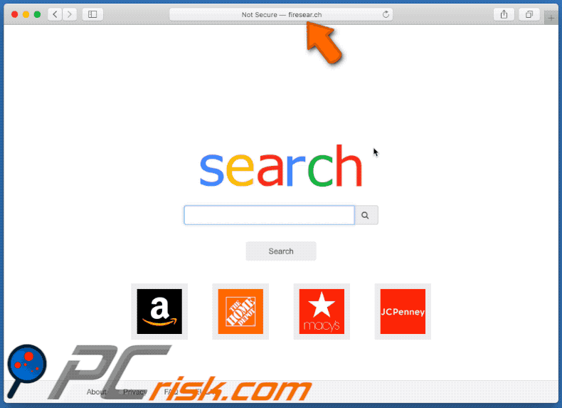 Fire Search Browserentführer Aussehen (GIF)