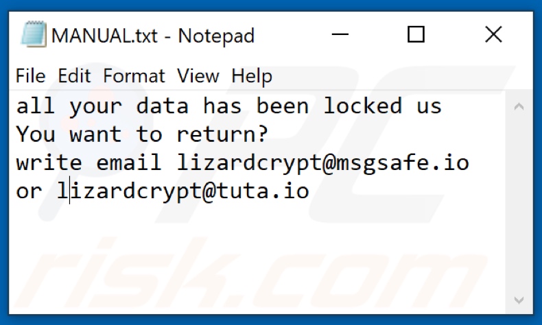 Four Ransomware Textdatei (MANUAL.txt)