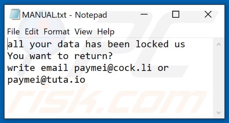 LOTUS Ransomware Textdatei (MANUAL.txt)