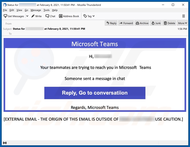 Microsoft Teams E-Mail Spamkampagne
