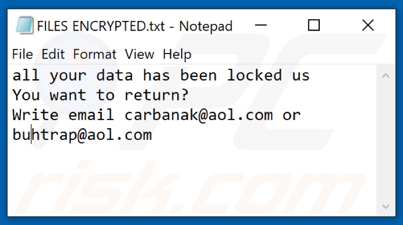 Pauq Ransomware Textdatei (FILES ENCRYPTED.txt)