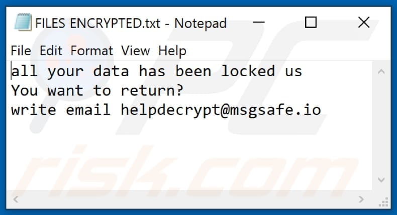 Text Ransomware Textdatei (FILES ENCRYPTED.txt)