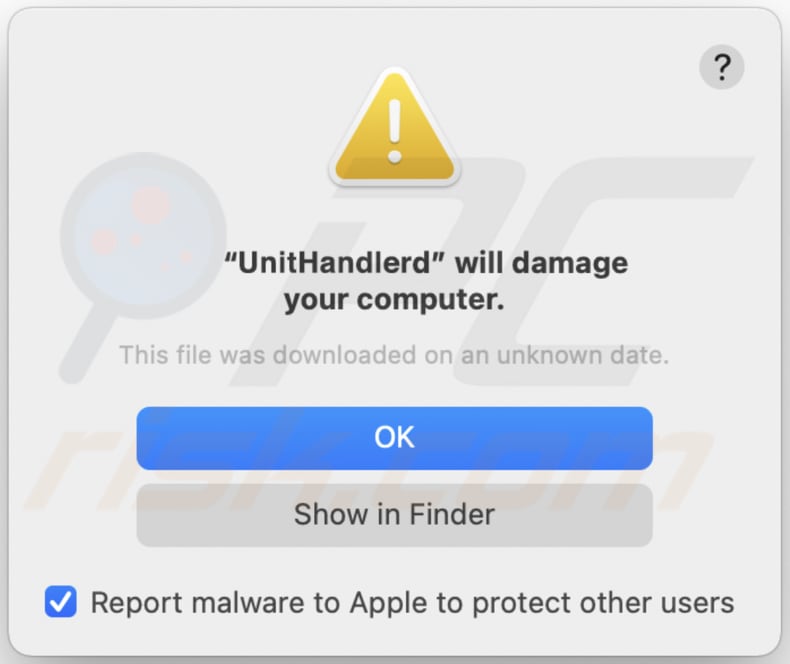 unithandler Adware Pop-up, der wahrscheinlich erscheint, wenn Benutzer unithandler installiert haben