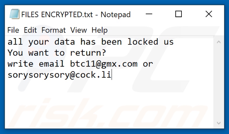 Wcg Ransomware Textdatei (FILES ENCRYPTED.txt)