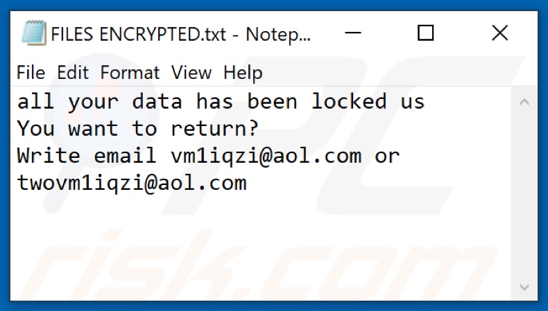 Word Ransomware Textdatei (FILES ENCRYPTED.txt)