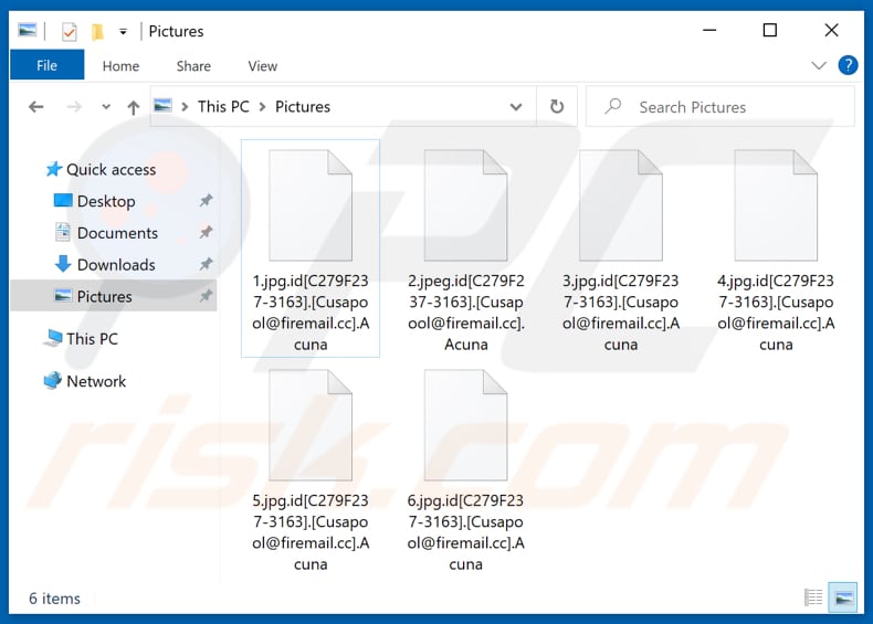 Von Acuna Ransomware verschlüsselte Dateien (.Acuna Erweiterung)