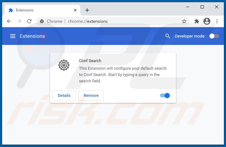 Mit conf-search.com verwandte Google Chrome Erweiterungen entfernen