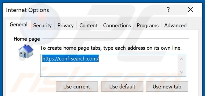 conf-search.com von der Internet Explorer Startseite entfernen