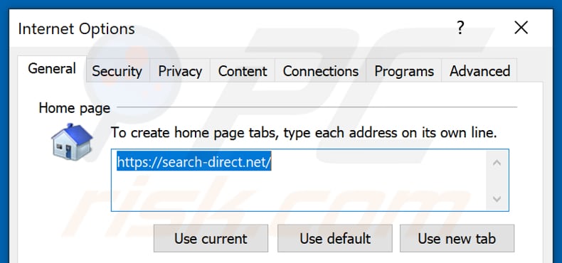 search-direct.net von der Internet Explorer Startseite entfernen