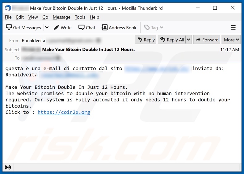 Double Your BTC E-Mail Spamkampagne