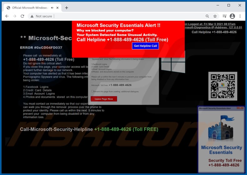 Microsoft Security Essentials Alert Betrug