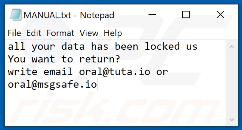 ORAL Ransomware Textdatei (Manual.txt)