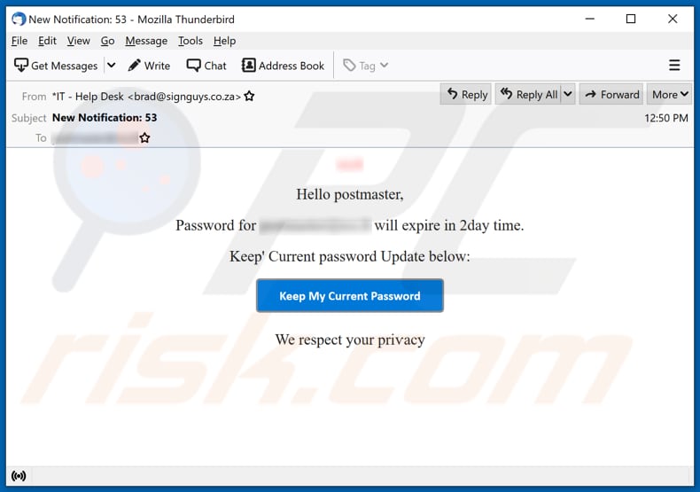 password is about to expire today email scam dritte Variante