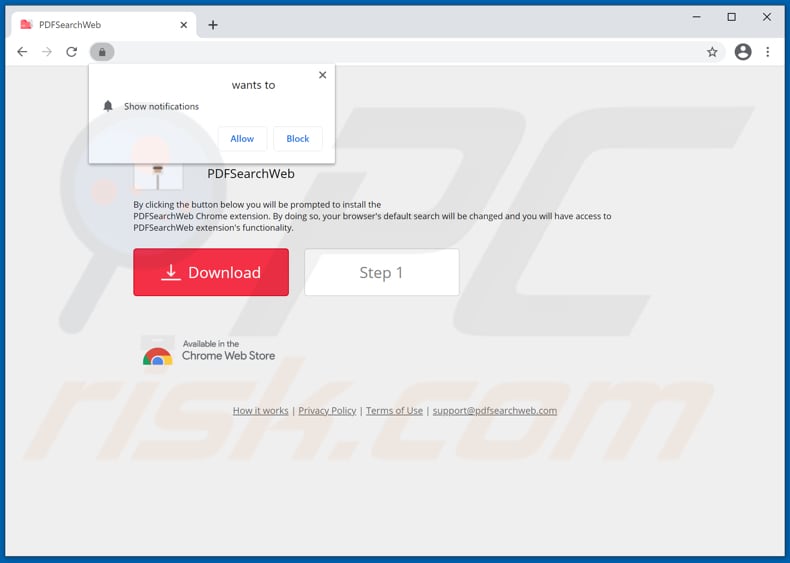 Webseite, um den PDFSearchWeb Browserntführer zu fördern