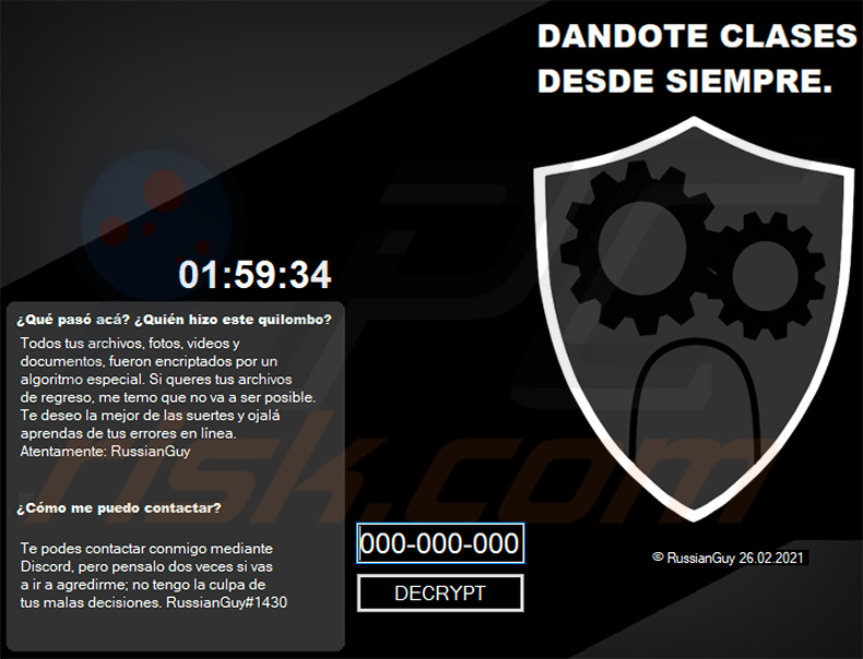 WormLocker ransomware Spanische Bildschirmsperre