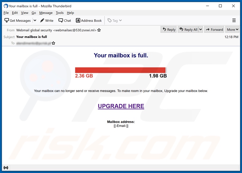 Your mailbox is full E-Mail Spam-Kampagne